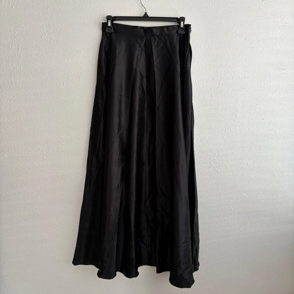 NWT Lilysilk Black A-Line Maxi Skirt w/ Pockets - Size US 6 - Picture 8 of 13